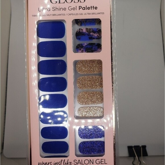 Royal Blue Gold Dashing Diva Gloss Ultra Shine Gel Palette Nails - Picture 3 of 6
